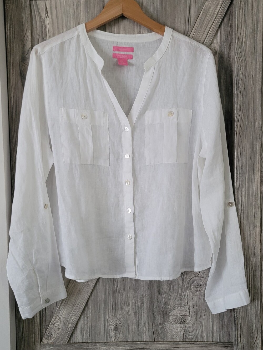 Isaac Mizrahi White Linen Blouse XL